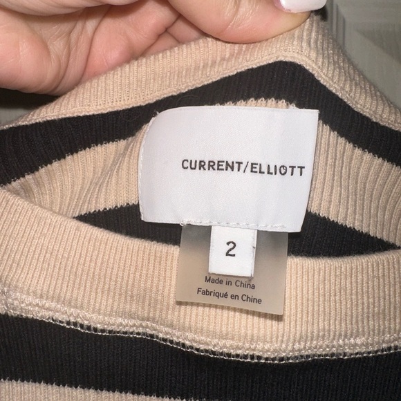 Current/Elliott womens Black and Cream Striped ribbed sweater 2 M fall winter - Picture 3 of 8